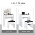 thumbnail image 3 of CoSoTower Ensemble de Coiffeuse Moderne avec Table de Maquillage et Tabouret Rembourré, Table de Toilette avec Dessus Rabattable et Miroir pour Chambre, Blanc, 3 of 7