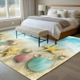 thumbnail image 4 of 6'x9' Area Rugs, Blue Summer Beach Indoor Outdoor Area Rug for Living Room Bedroom, Coastal Starfish Shell Nautical Waves Washable Bathroom Rugs Kitchen Floor Carpet Mats Home Decor Aesthetic, 4 of 8