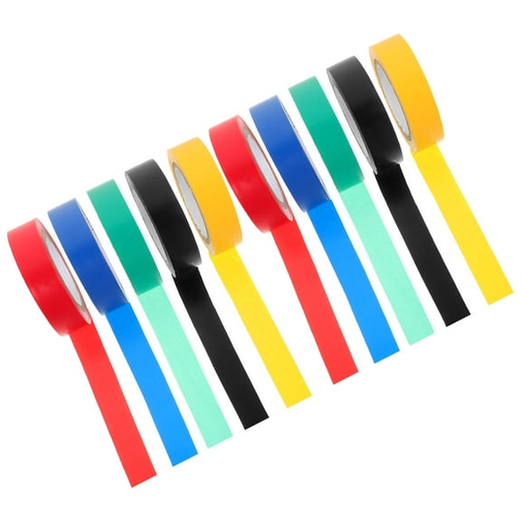 TEHAUX 10 Rolls Electrician Tapes Colored Electrical Tape Multi-functional Electrical Tape for Indoor Outdoor 10m