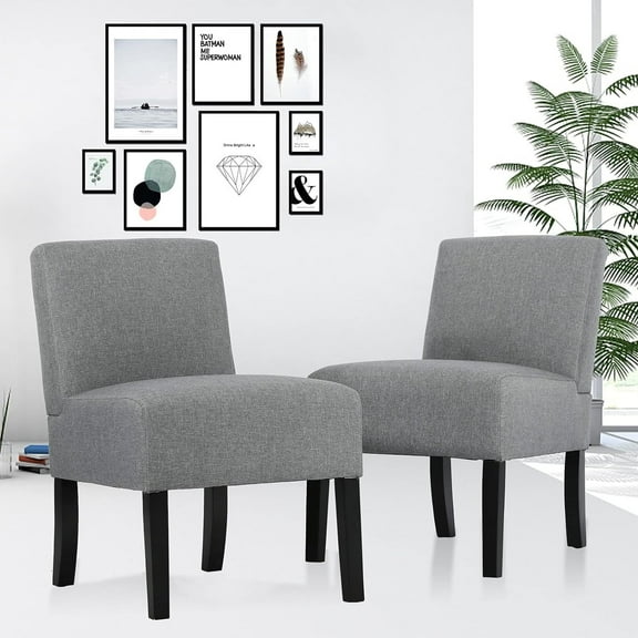 Dkelincs Dining Room Chairs Set of 2, Modern Fabric Accent Dining Chair Sofa Side Chairs with Solid Wood Legs, Gray