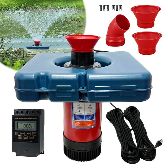 Professional Pond Fountain Aerator, 1HP 15000 GPH Pond Aerator 750W, with 100ft Cord & Smart Timer Controller for Lake/Pond Water Circulation