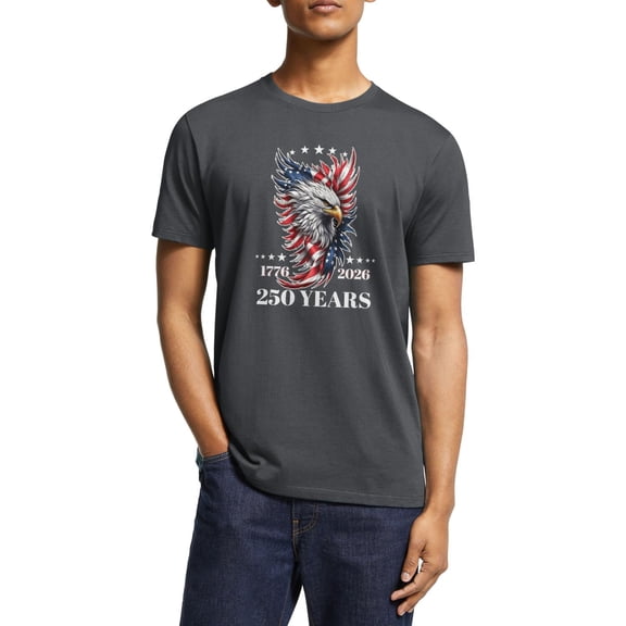 America 250th Anniversary Casual T Shirts for Men, Retro USA Flag Printed Crewneck Tee for Daily and Holiday Wearing - S