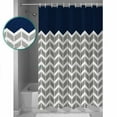 thumbnail image 4 of Navy Blue Grey Shower Curtain, 36" x 72", Herringbone Abstract Waterproof Bathroom Curtain Washable Shower Curtain Set with 12 Hooks, 4 of 6