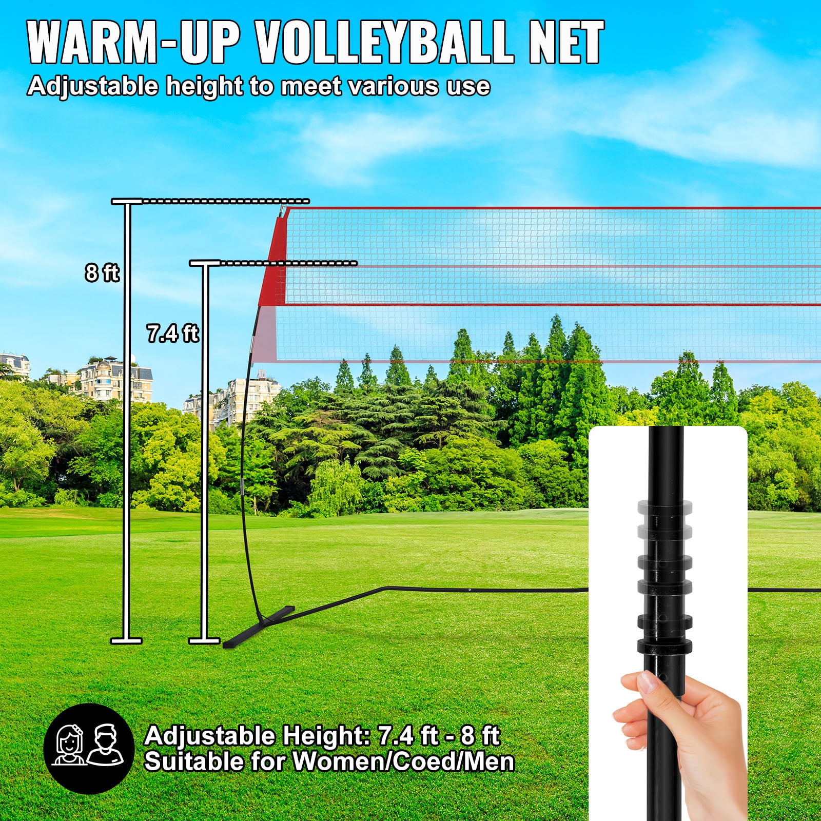 KFFKFF Indoor Outdoor Freestanding Volleyball Training Net with Stand Carry Bag