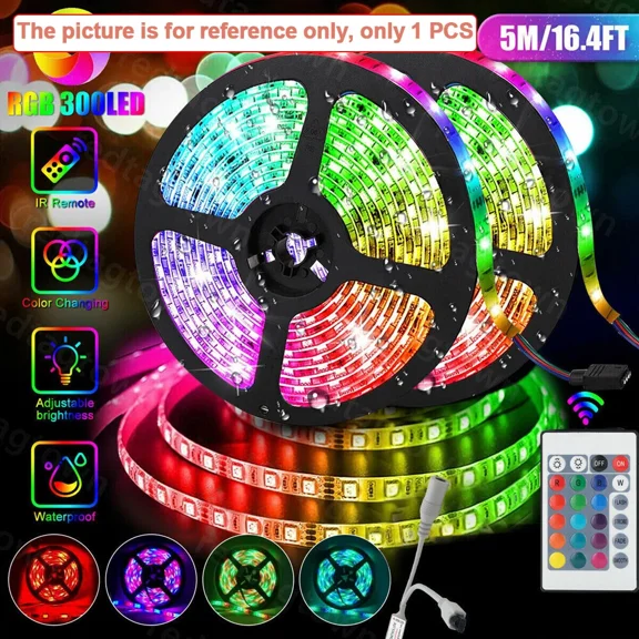 16Ft Flexible 3528 Rgb Led Smd Strip Light Remote Fairy Lights Room Tv Party Bar