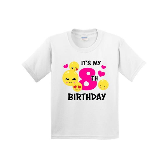 Inktastic Its My 8th Birthday with Smiling Emoticons Youth T-Shirt