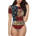 thumbnail image 1 of Balery American Flag1 Body de cuello redondo de manga corta para mujer Tops de manga corta Tops básicos-XX-Large, 1 of 7