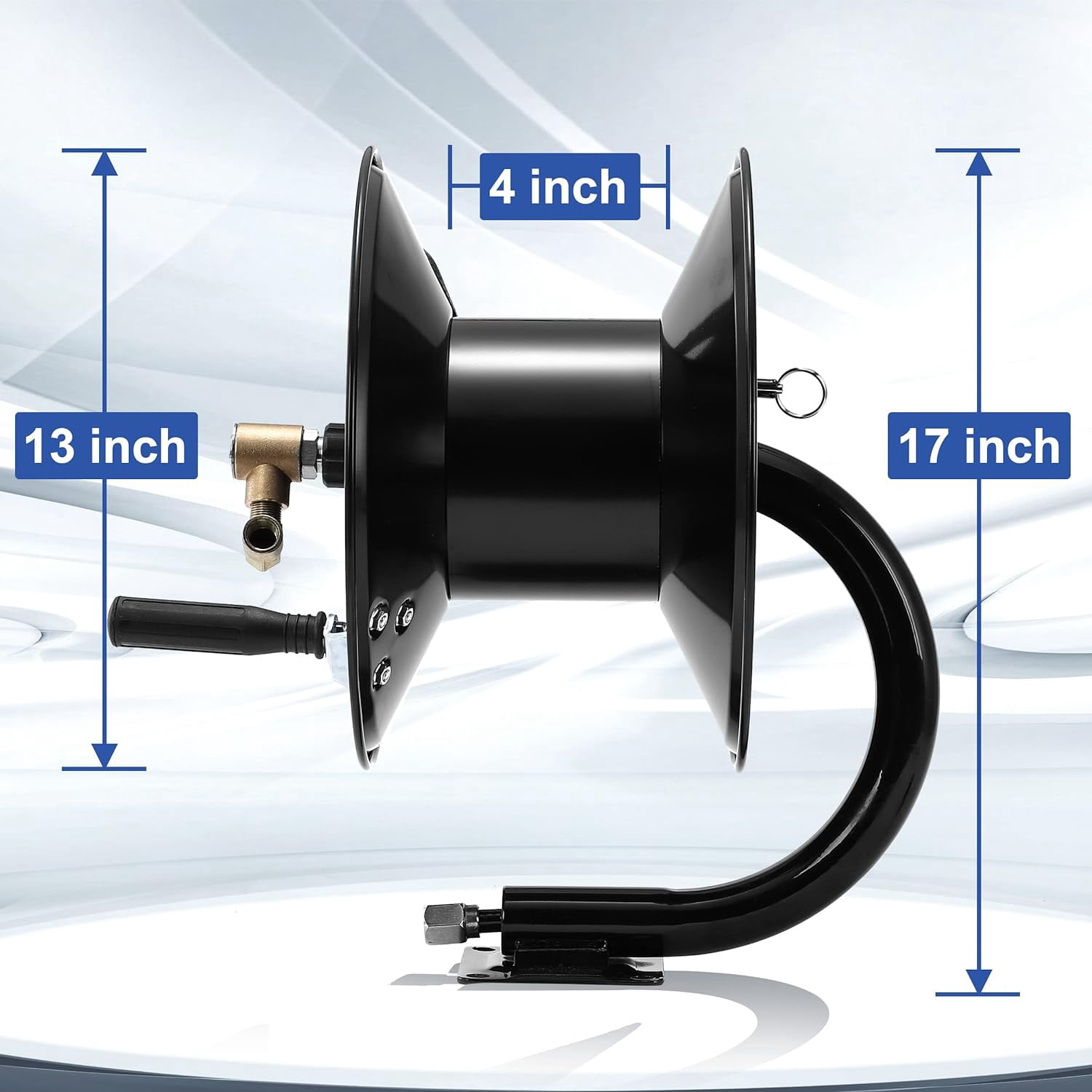 M MINGLE Pressure Washer Hose Reel 100ft, Heavy Duty Steel Hose Reel, Manual Crank Power Washer Hose Reel with Swivel Arm, 3/8" NPT Outlet Pipe, 4000 PSI