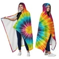thumbnail image 2 of Wearable Blanket,Colorful Rainbow Tie Dye Spiral Pattern Hooded Wearable Flannel Blanket for Adults & Teens,Winter Poncho Shawl Wrap Cape Cozy Anti-Pill,50"x60", 2 of 5