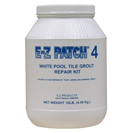 E-Z Patch 4 White Pool Tile Grout Repair - 10 lb Kit - Above Water Formula - Matches Sanded Grout - Pool Tile Repair for Swimming Pools - EZP-138