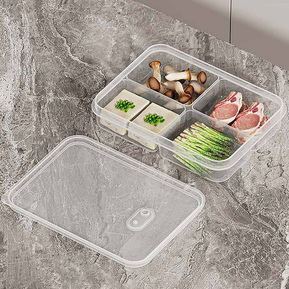 Contenedor de almacenamiento de alimentos para refrigerador con tapas herméticas, paquete de 6 cajas para preparar comidas con divisores para controlar las porciones, diseño apilable que