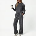 thumbnail image 4 of enyan Plus Size Lounge Sets for Women 2 Piece Lounge Sweat Sets Fall Fashion Matching Sweatsuits Wide Leg Pants Travel Outfit Winter Clothes Dark Gray,M, 4 of 5