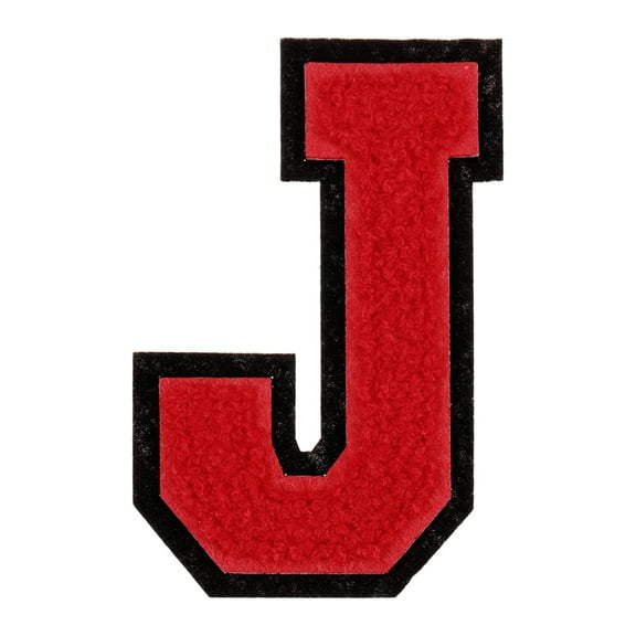 Chenille Letter Patches, 4" Alphabet J Iron on Patches for Repairing Clothing Jeans Shoes Hats DIY (Red)