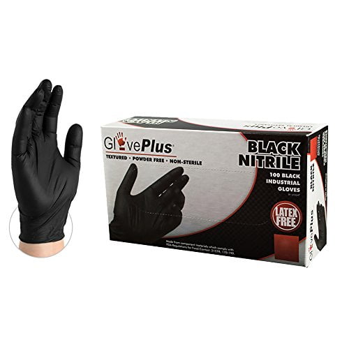 LW CONCEPT Industrial Black Nitrile Exam Gloves Latex-Free 5 Mil Disposable Powder-Free Size from Small to Large