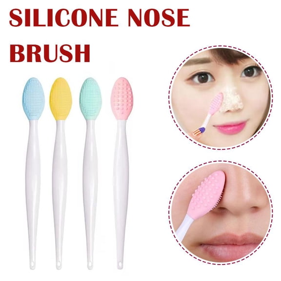 MUMQAQ 4pcs Nose Scrub Brush, Silicone Face Scrubbers Exfoliator Brush Facial Cleansing Brush Pad Scrub Scrubby Pore Blackhead Removing Exfoliating Unique for Girl Sister Friend Women