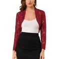 thumbnail image 1 of SUNSIOM Floral Lace Cardigan, See-through Scalloped Long Sleeve Crop Tops, 1 of 5