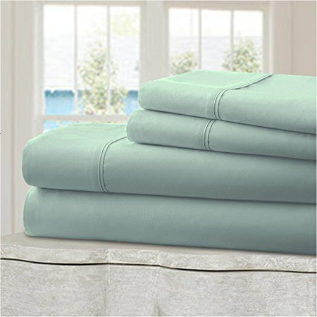 Mellanni 100% Cotton Bed Sheet Set - 300 Thread Count Percale - Deep Pocket - Quality Luxury Bedding - 3 Piece (Twin XL, Spa