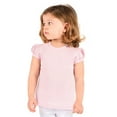thumbnail image 3 of Lilax Girls' Basic Round Neck Cotton Short Puff Sleeve T-Shirt Pink 7 Years, 3 of 7