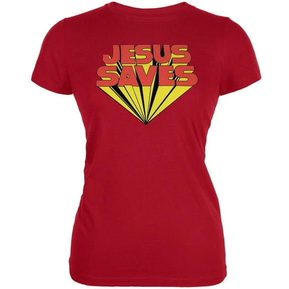 Jesus Saves Inspired By Keith Moon Red Juniors Soft T-Shirt - 2X-Large