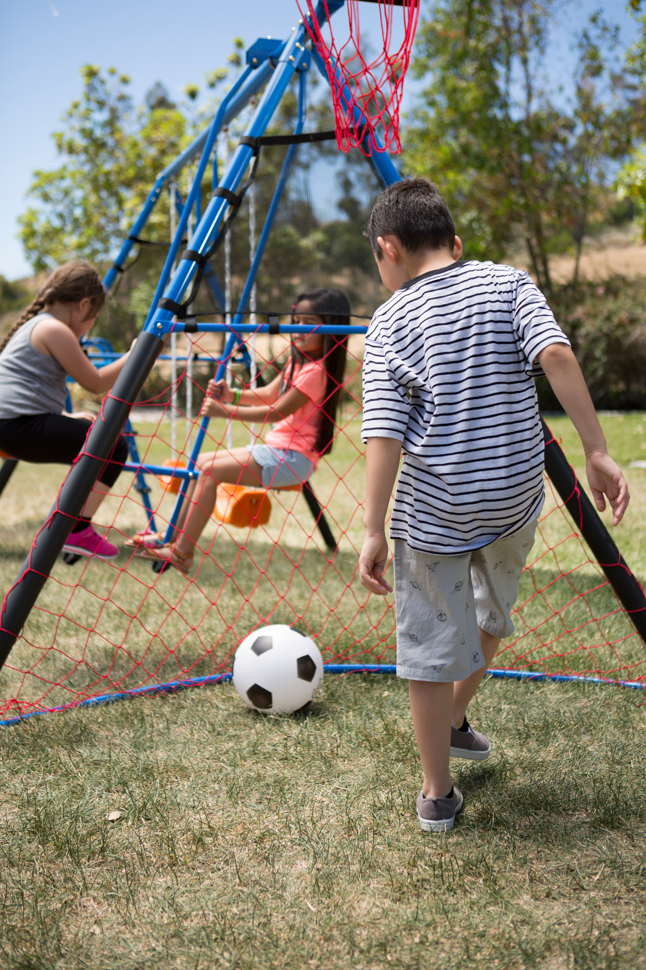 FITNESS REALITY KIDS 7 Station Sports Series Metal Swing Set with Basketball and Soccer - image 4 of 16