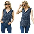 thumbnail image 4 of Anyjoin Women Sexy V Neck Lace Tank Tops Summer Sleeveless Chiffon Blouses, 4 of 6