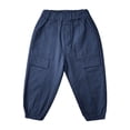 thumbnail image 4 of Zanarzt Toddler Boy Summer Pant Outfits Baby Boy Drawstring Sweatpants Toddler Cotton Active Jogger Pants with Pockets Navy,2-3 Years, 4 of 4