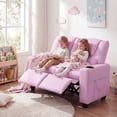 thumbnail image 2 of Costway Fauteuil Inclinable pour Enfants 2 Places avec Porte-Gobelets, Poches de Rangement Latérales, Dossier Réglable, Rose, 2 of 8