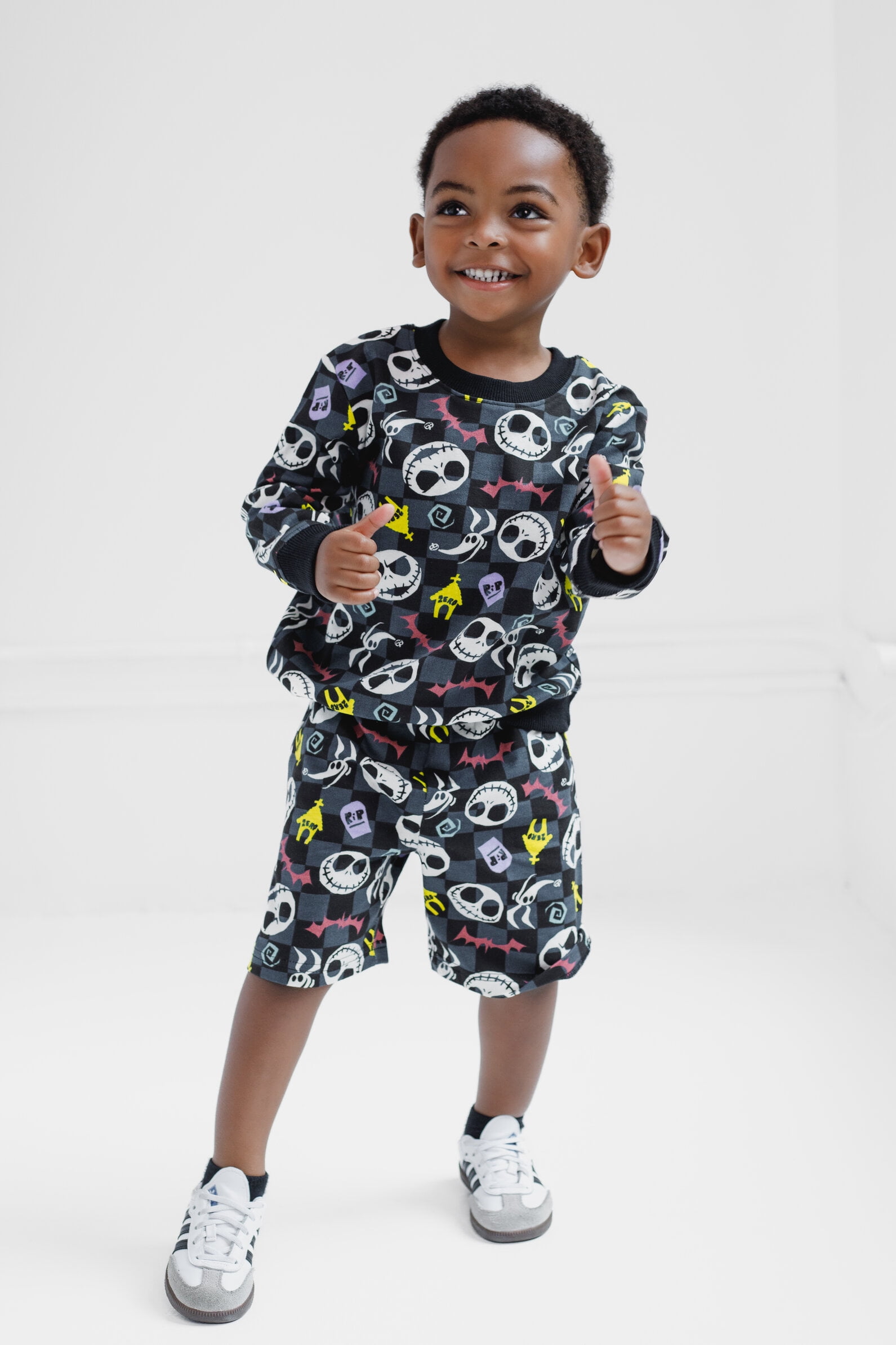 Disney Nightmare Before Christmas Jack Skellington French Terry Sweatshirt and Shorts Outfit Set Toddler to Big Kid