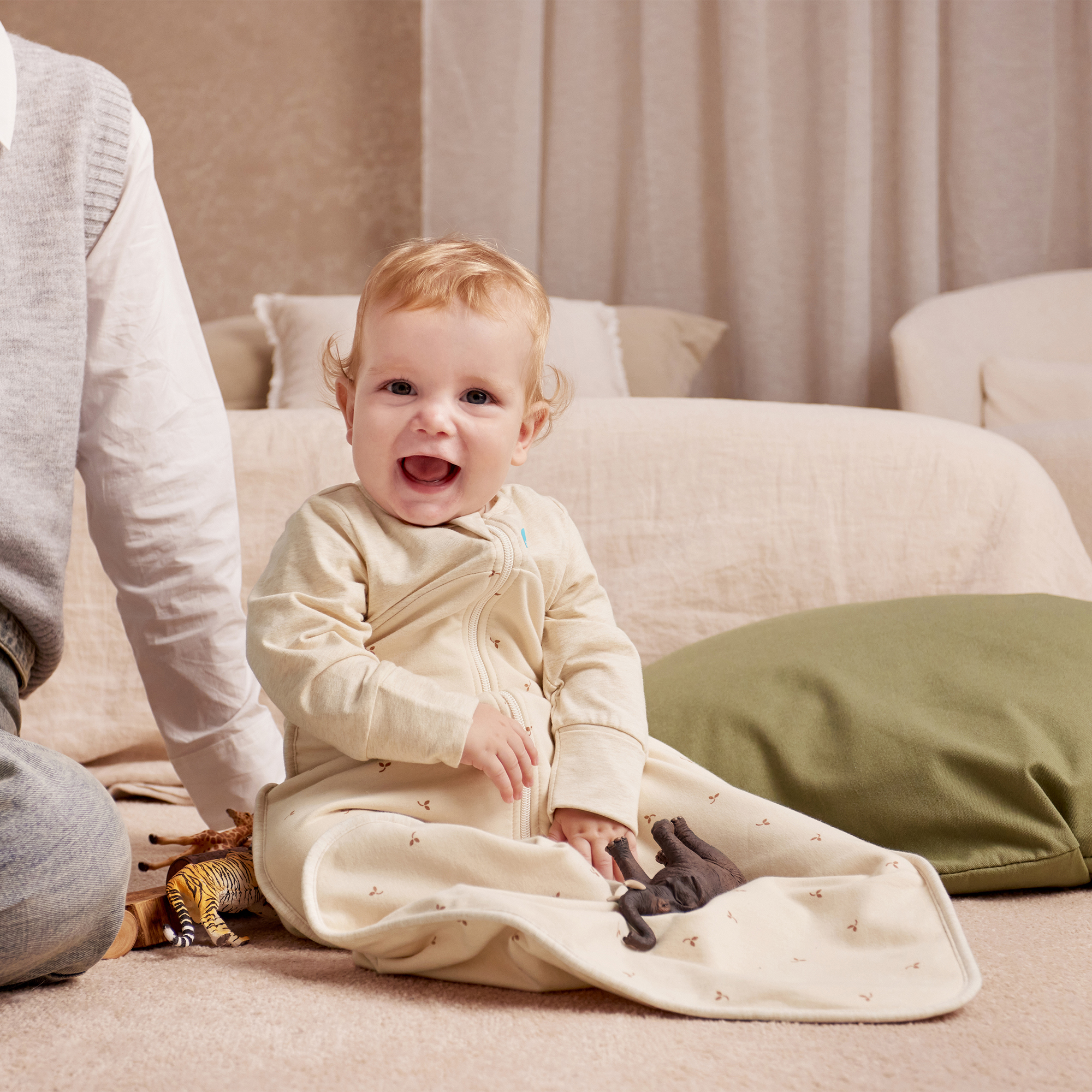 Love to Dream Long Sleeve Sleep Bag Wearable Blanket Organic Cotton Fleece 1.5 TOG, 6-18M Oat Twigs