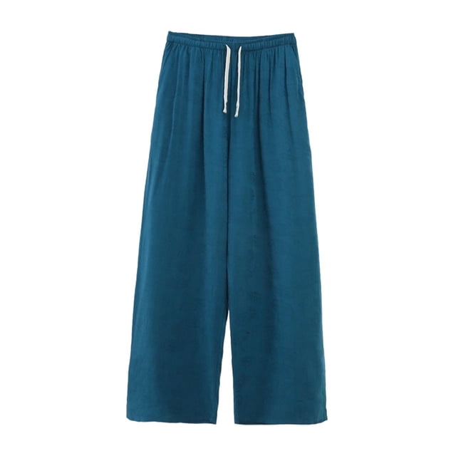 Fsgntruao Women's Plus Size Solid Color Pants Pocket Elastic Waist Pants