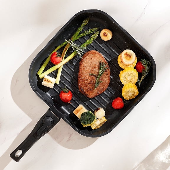 17 Piece Kitchen Cookware Set Granite Nonstick Pots and Pans Induction Compatible Black