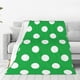 thumbnail image 1 of Balery Green And White Polka Dot Manta de Felpa Suave y Acogedora – Cobija de Franela Aterciopelada para Cama, Lavable y Cálida para Sofá, Mascotas, Transpirable-50"x40", 1 of 7