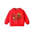 thumbnail image 2 of Girls Sweatshirt Kids Festive Fleece Crew Neck Long Sleeve Pullover Sweatshirt Hoodless Top Red 4-5 Years, 2 of 5