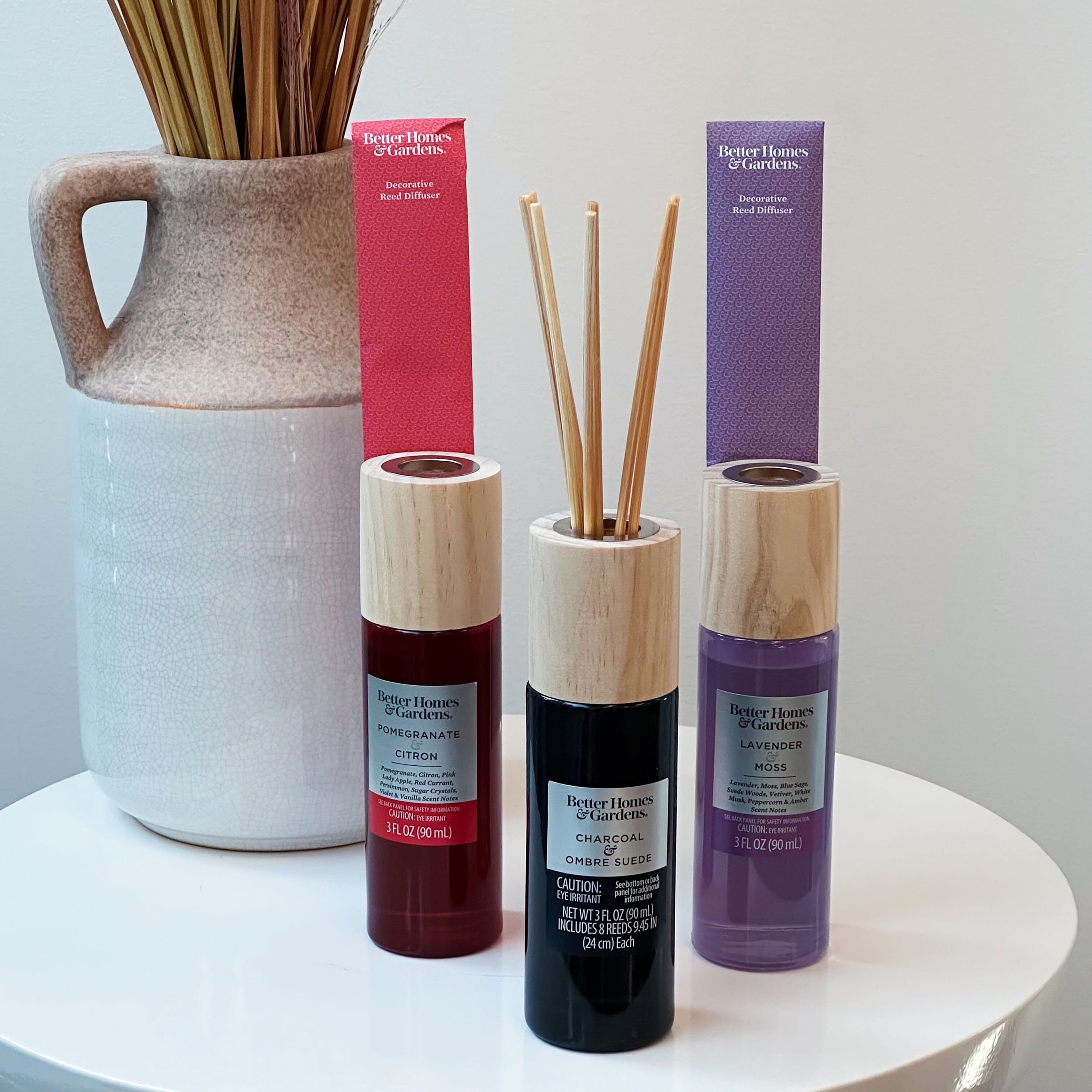 Better Homes & Gardens Charcoal & Ombre Suede Scented Reed Diffuser 3 Fl Oz (90 mL) with 8 Synthetic Reeds
