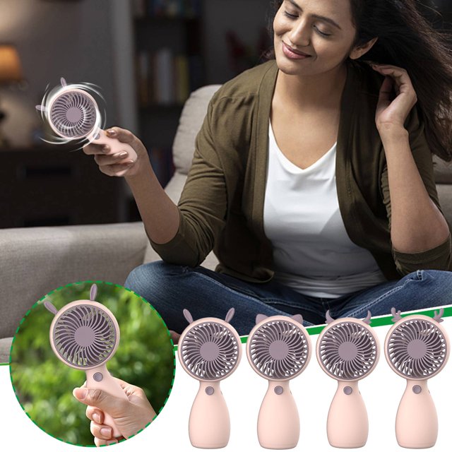 Ventilador portátil recargable - Mini ventilador portátil con 3400 RPM, autonomía de 21 horas, batería externa y linterna
