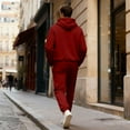 thumbnail image 5 of Dwelliawo Sweat Suits for Men 2 Piece Hoodie and Sweatpants Heavyweight Solid Color Fleece Hoodie Jogging Sport Pant Set Casual Fall Suit with Pockets Wine M, 5 of 6