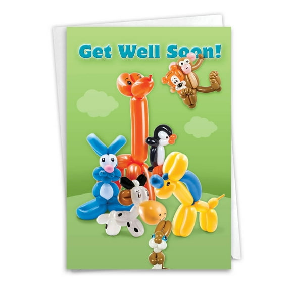 1 Get Well Card with Envelope - Wildlife Yoga Deer C7045LGWG-US