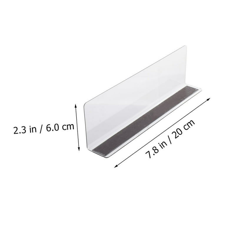 Clear Plastic Shelf Dividers with Magnetic Tape - 12L x 1 3/4W x 3H