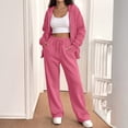 thumbnail image 4 of Women Zip Up Hooded Sweatsuit Set Oversized Full Zip Hoodie Wide Leg Sweatpants Casual Matching Outfit M, 4 of 7