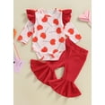 thumbnail image 2 of hirigin Toddler Girls Clothes, Long Sleeve Round Neck Heart Print Romper Tops Bell-Bottoms Pants Casual Outfits, 2 of 9