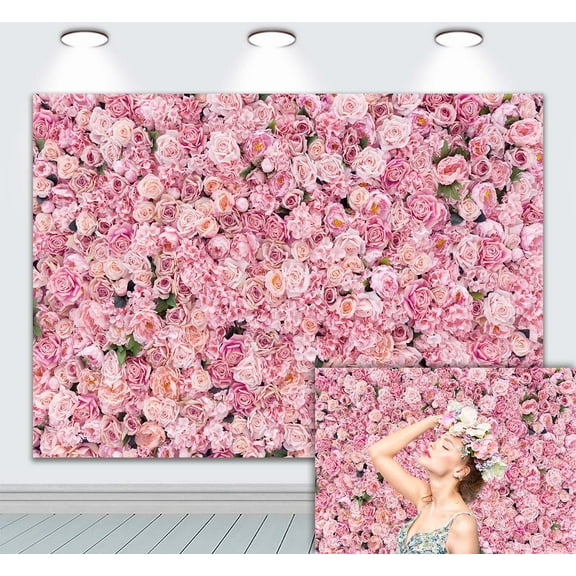 7×5FT Pink Backdrop Valentines Banner Wedding Decorations Pink Rose Wall Wedding Backdrop Birthday Party Photo Props