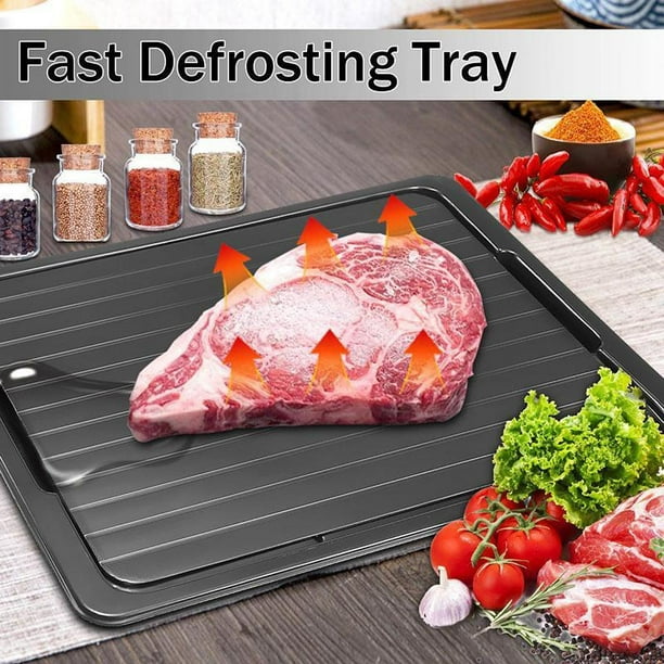 Bandeja de descongelación Bandeja de descongelación de aluminio Placa de descongelación rápida para descongelación natural de alimentos congelados Carne Pescado (23 X 16,5 X 0,3 cm) TUNC Sencillez
