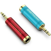 DIGITNOW Headphone Adapters Pure Copper 3.5mm Male to 6.35mm Female 1/8 inch Male Plug to 1/4 inch Female Jack Stereo Adapter Headphone Adapter, Amp Adapter Fashion 1Red+1Blue-2 Pack