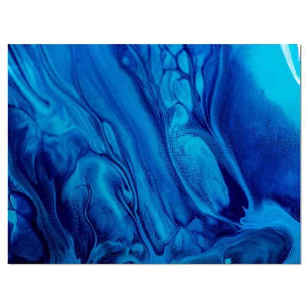 Designart 'Dark Blue Abstract Acrylic Paint Mix ' Abstract Art on Canvas