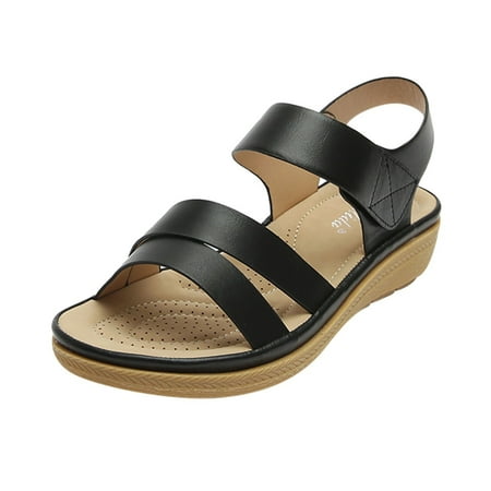 

kakina CMSX Sandals for Women Women s Shoes Bohemian Low-heeled Casual Thick Sole Fashion Comfortable Wear-resistant Sandals Black 6