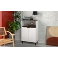 thumbnail image 2 of Manhattan Comfort Mosholu 3-Shelf Wood Accent Cabinet in White & Nut Brown, 2 of 3