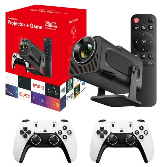 HCS350 Pro Android 11 Gaming Projector 64GB TF Card Wireless Gaming Controller Dual WIFI1920*1080P Home Theater Portable Projector (Hcs350pro Black)