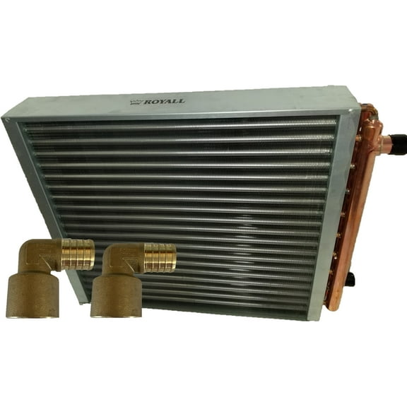 18x18 Water to Air Heat Exchanger Hot Water Coil Outdoor Wood Furnace W FITTINGS