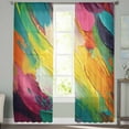 thumbnail image 2 of Colorful Pigment Semi Sheer Curtains 108 Inch Length 2 Panels Set, Abstract Color Block Oil Painting Sheer Kitchen Curtain Privacy Voile Window Curtain for Living Room Bedroom Rod Pocket Drapes, 2 of 7