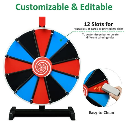 WinSpin 15" Tabletop DIY Color Prize Wheel 12 Slot Editable Spin Game Trade Show